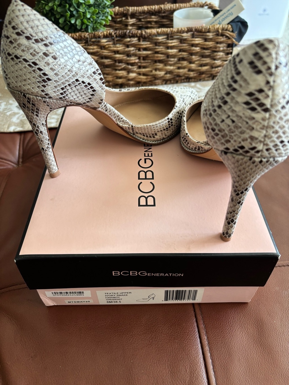 BCBGeneration Women's Snakeskin High Heel Pumps - Ivory /grey /brown